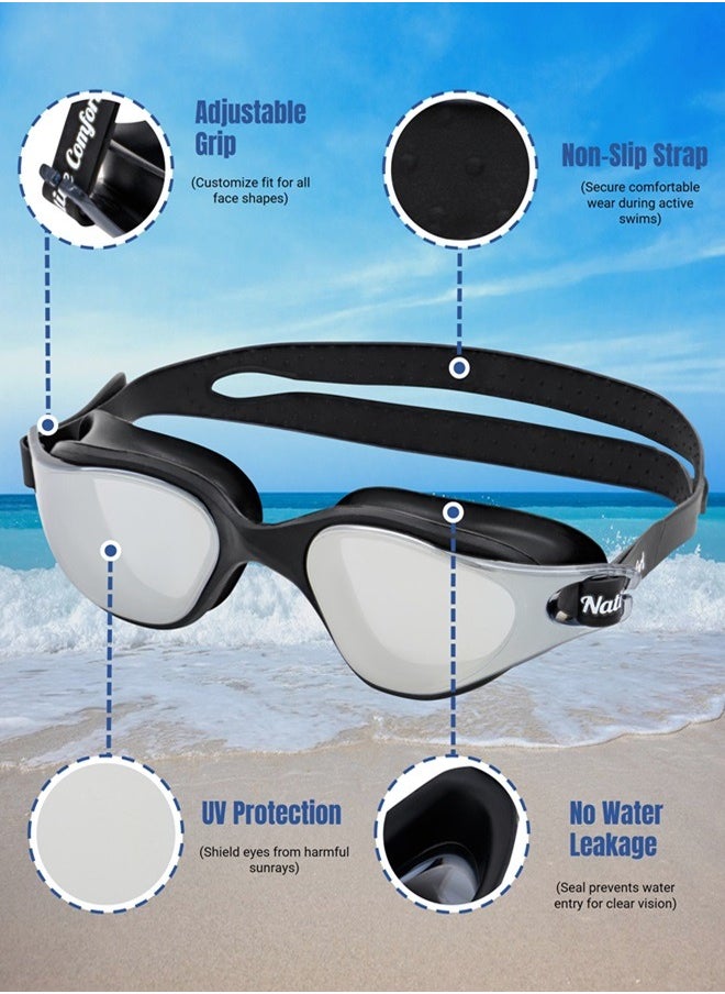 Premium Swimming Goggles with Silicone Cap, Nose Plugs & Ear Plugs for Men, Women & Teenagers, - Clear Vision, 180° Panoramic View, Polarized, Anti-Fog, UV Protection, Leak-Proof Eyewear - pzsku/Z21C2C7910455861D3398Z/45/_/1717240228/25a7d36b-c71f-4e84-9d15-b53415f700b6