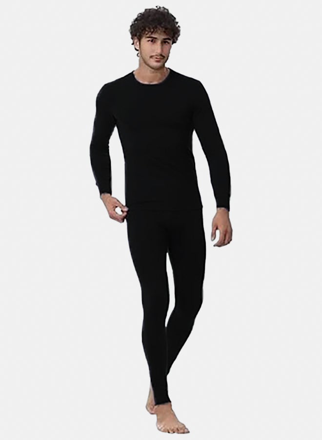 Cottonil Interlock thermal (Inner fluff) set for men - Black