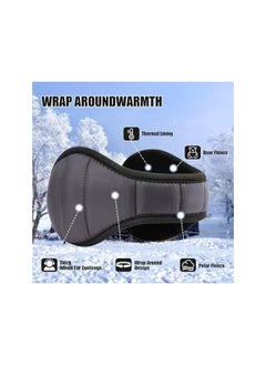 erorex Winter Foldable Ear Warmers, 2 Pack Adjustable Fleece Behind The Head Ear Muffs, Waterproof Lightweight, Unisex Cold Weather Warm Ear Cover for Running, Hiking, Ski, Cycling, Black, Grey  - Image 3