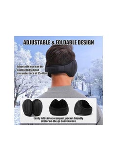 erorex Winter Foldable Ear Warmers, 2 Pack Adjustable Fleece Behind The Head Ear Muffs, Waterproof Lightweight, Unisex Cold Weather Warm Ear Cover for Running, Hiking, Ski, Cycling, Black, Grey  - Image 5