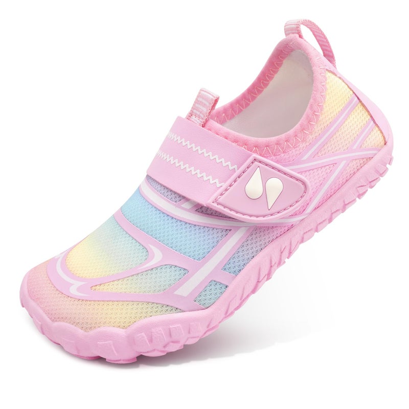 Stelle Kids Water Shoes Boys Girls Swim Hiking Aqua Socks Quick Dry Toddler Barefoot Shoesï¼ˆRainbow Pinkï¼Œ13MLï¼‰ - Image 1