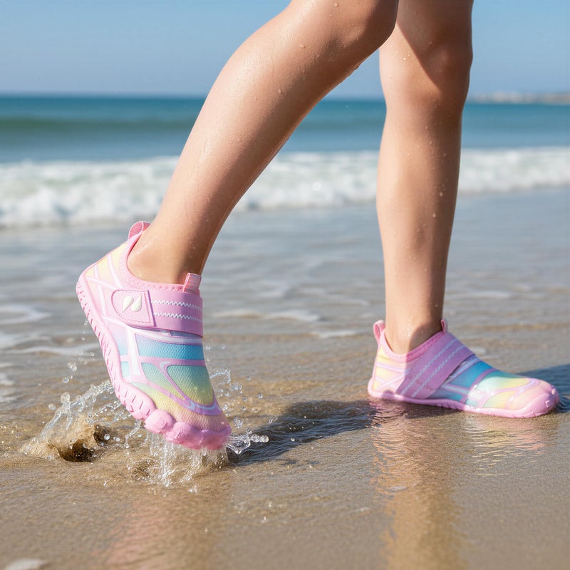 Stelle Kids Water Shoes Boys Girls Swim Hiking Aqua Socks Quick Dry Toddler Barefoot Shoesï¼ˆRainbow Pinkï¼Œ13MLï¼‰ - Image 2