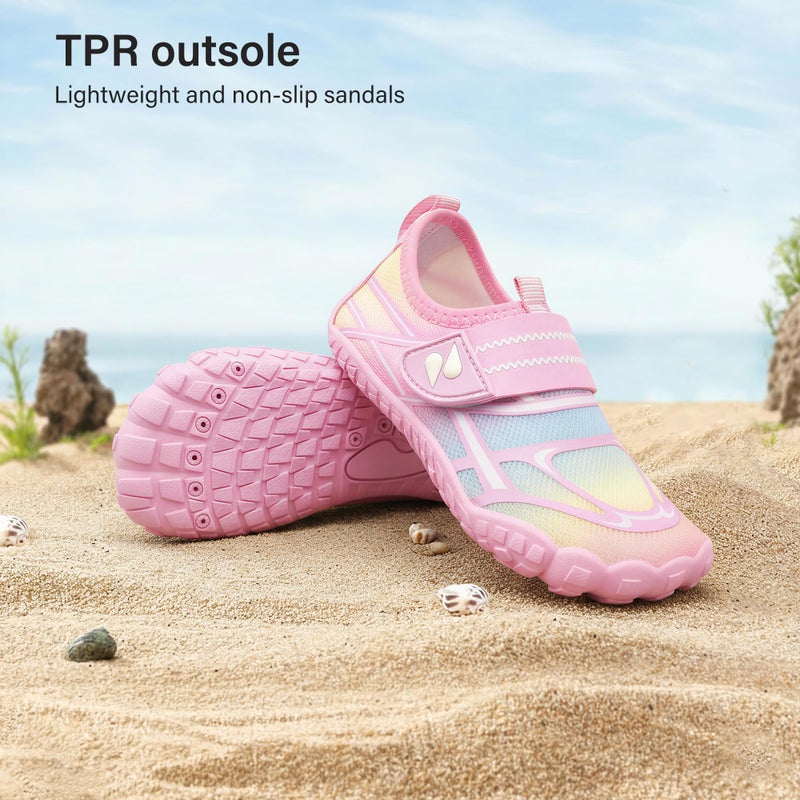Stelle Kids Water Shoes Boys Girls Swim Hiking Aqua Socks Quick Dry Toddler Barefoot Shoesï¼ˆRainbow Pinkï¼Œ13MLï¼‰ - Image 5