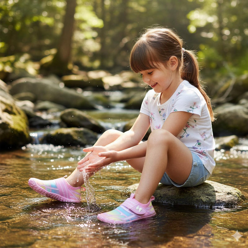 Stelle Kids Water Shoes Boys Girls Swim Hiking Aqua Socks Quick Dry Toddler Barefoot Shoesï¼ˆRainbow Pinkï¼Œ13MLï¼‰ - Image 3
