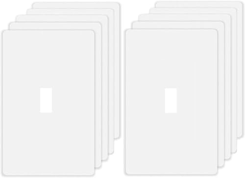 ZEFTV Screwless Toggle Switch Wall Plates 1Gang Switch Outlet Electrical Cover Plate Unbreakable Thermoplastic Faceplate for Decora Receptacle Outlet Switch White 10 Pack - Image 1