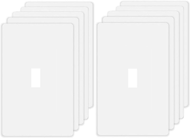 ZEFTV Screwless Toggle Switch Wall Plates 1Gang Switch Outlet Electrical Cover Plate Unbreakable Thermoplastic Faceplate for Decora Receptacle Outlet Switch White 10 Pack - Image 2