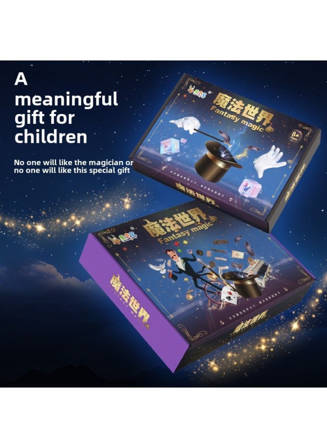 null - Children's Magic Props Toy Suit Magic Gift Box Primary School Children's Six One Playing Cards Stage Performance Gifts-Color:Basic Version Of 17-piece Prop Set [96 Ways To Play + 91 Life Magic Tricks + 200 Magic Effects + With Video Instructions] - Image 1