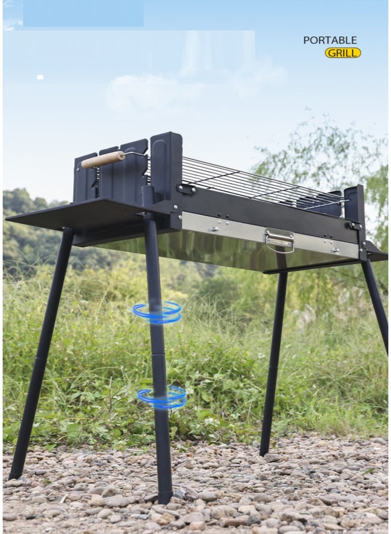 PENG GENERAL Portable Folding Charcoal BBQ Grill, Outdoor Camping Barbecue with Dual Cooking Grates - Image 4