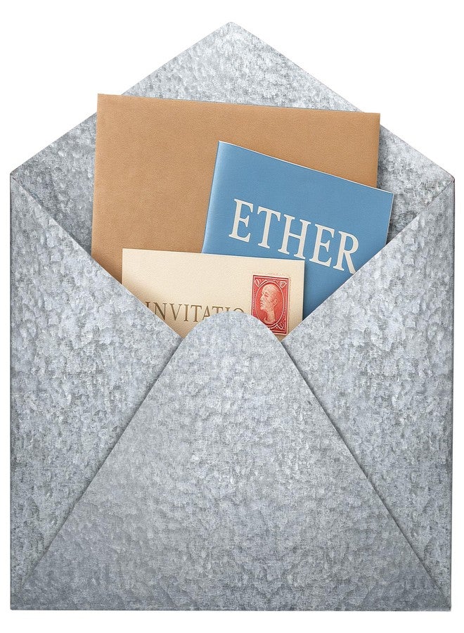 Everydecor Galvanized Metal Envelope for Wall Hanging - Mail Holder Decor Piece for Indoor and Outdoor Use - Pocket for Storage Regular Mail Postcards Letters Bills - Rustic Style Metal Wall Art - Image 5