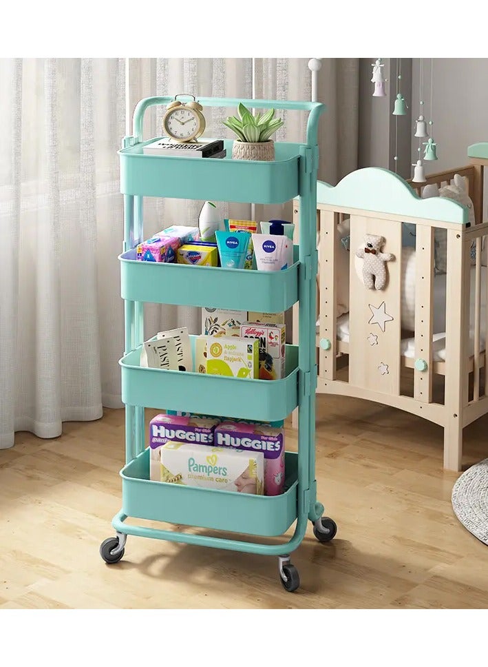 DubaiGallery 4-Tier Rolling Utility Cart, Storage Organizer Carts Shelves, Multifunction Storage Trolley, Craft Roller with Lockable Wheels,Easy Assembly for Bathroom,Kitchen,Office - Image 2