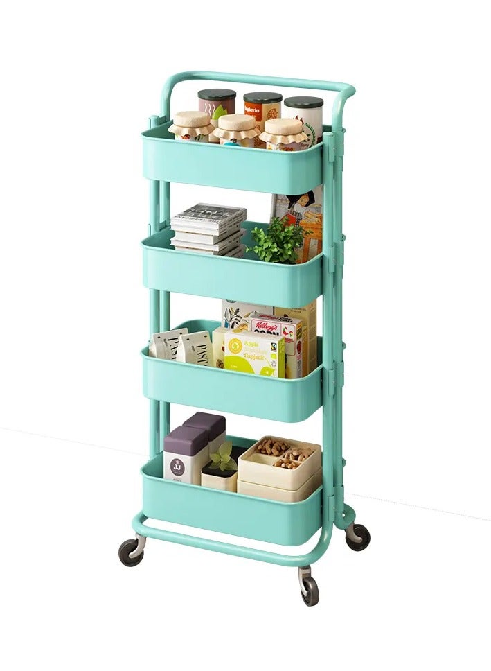 DubaiGallery 4-Tier Rolling Utility Cart, Storage Organizer Carts Shelves, Multifunction Storage Trolley, Craft Roller with Lockable Wheels,Easy Assembly for Bathroom,Kitchen,Office - Image 4