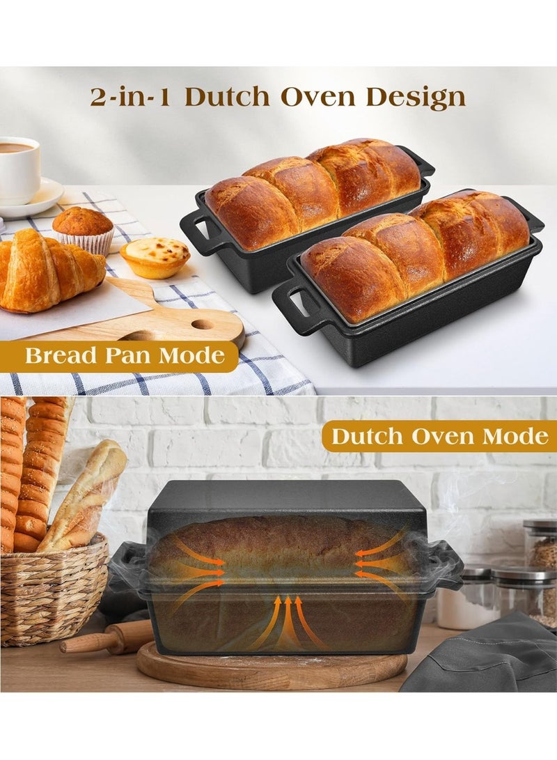NIUB Cast Iron Loaf Pan with Lid 9x5 Inch, 2 in 1 Loaf Pans for Baking Bread, Even Heat Distribution for Sourdough, Homemade Bread - Image 3