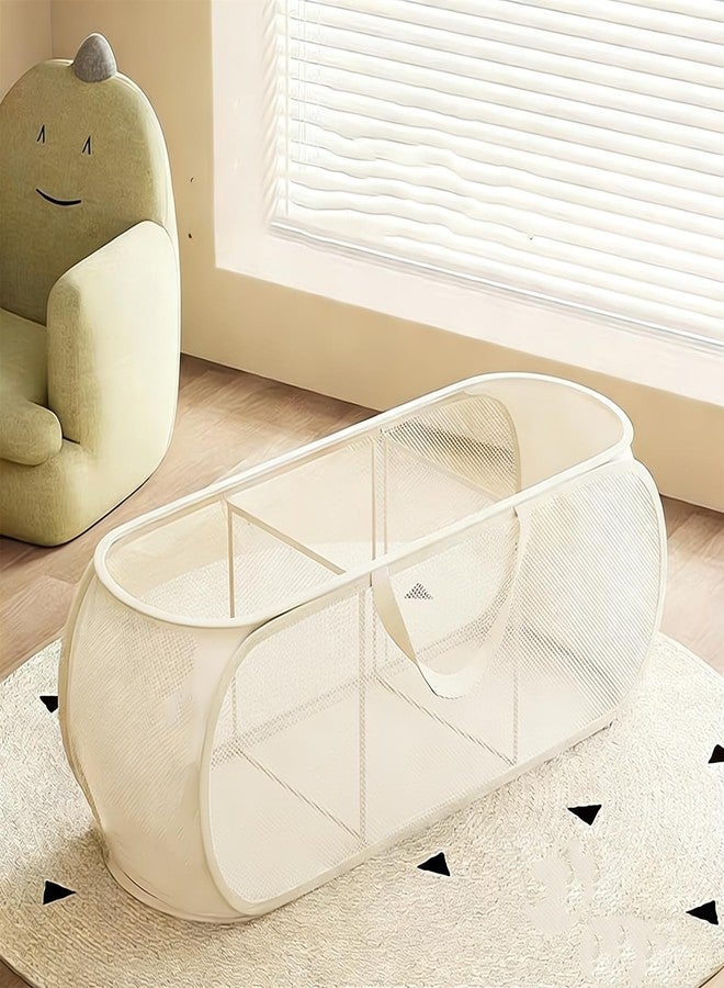 BEENIFIC Large Box Organizer,Storage Chest,Bin Basket for Living Room (Beige) - Image 1