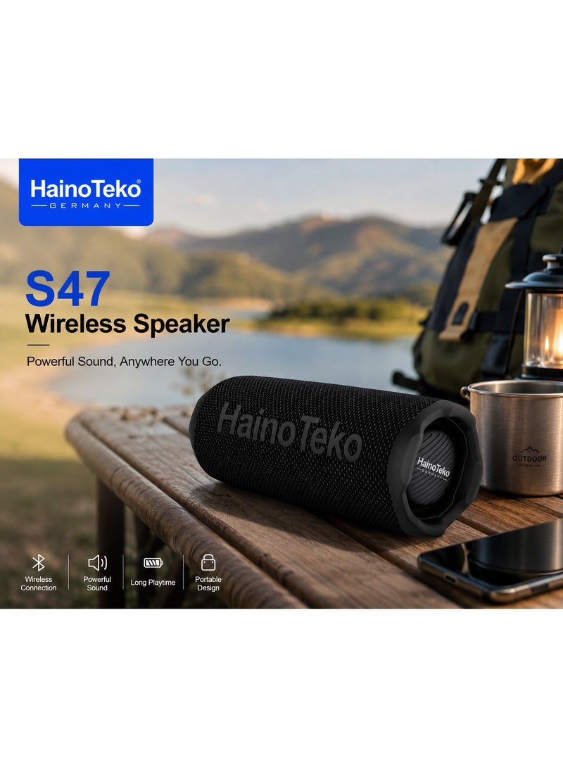 HainoTeko Germany Haino Teko Germany S47 Portable Wireless Bluetooth Speaker - 10W Deep Bass Stereo Sound, TWS Pairing, USB & TF Card Support, Rechargeable Portable Speaker - Image 2