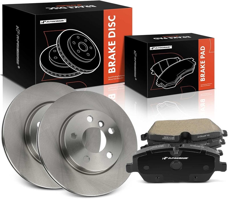 A-Premium Front Vented Disc Brake Rotors and Ceramic Pads Kit - Image 1
