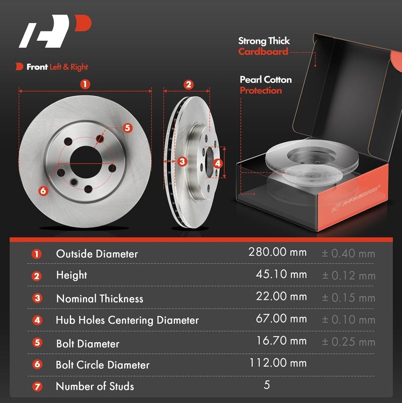 A-Premium Front Vented Disc Brake Rotors and Ceramic Pads Kit - Image 2
