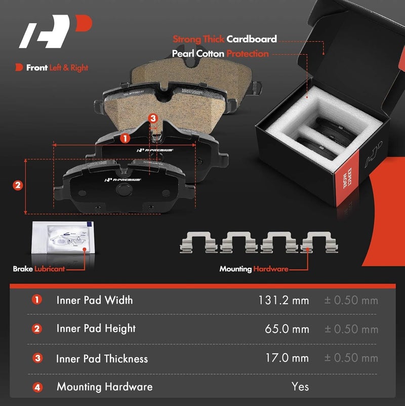 A-Premium Front Vented Disc Brake Rotors and Ceramic Pads Kit - Image 3