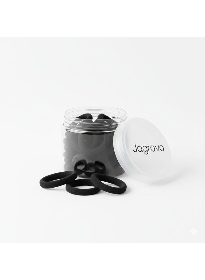 Jagravo 80 Pcs Black Hair Ties for Women, Cotton Seamless Hair Bands, Elastic Ponytail Holders, No Damage for Thick Hair - Image 3