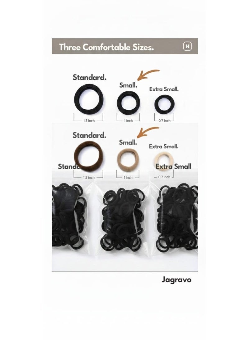 Jagravo 80 Pcs Black Hair Ties for Women, Cotton Seamless Hair Bands, Elastic Ponytail Holders, No Damage for Thick Hair - Image 4