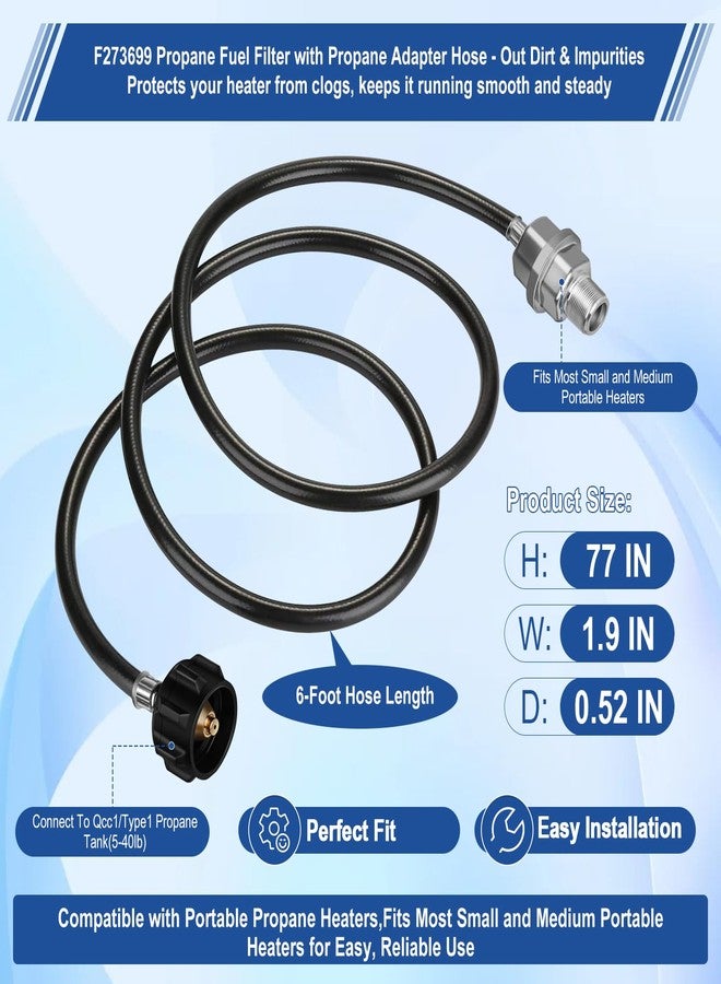 YFLWGFDA Propane Heater Fuel Filter F273699 with 6FT Propane Hose for Buddy Heater, Big Buddy, Little Buddy, Portable Buddy,Connect 20-45 lb Propane Tanks,Replaces F276163 F273704 F273701 F273702 Etc. - Image 5
