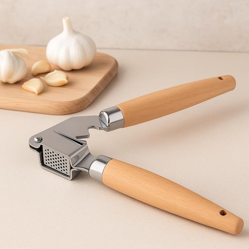 FITTO Stainless Steel Garlic Press – Ergonomic Kitchen Essential for Crushing Garlic and Shallots, Removable Basket for Easy Cleaning, and Durable Construction - Image 2
