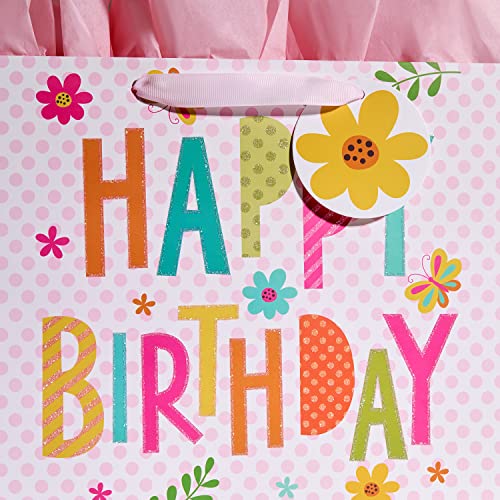 Bobobag 13" Pink Gift Bag with Tissue Paper for happy Birthday large gift bags for Girls - Image 3