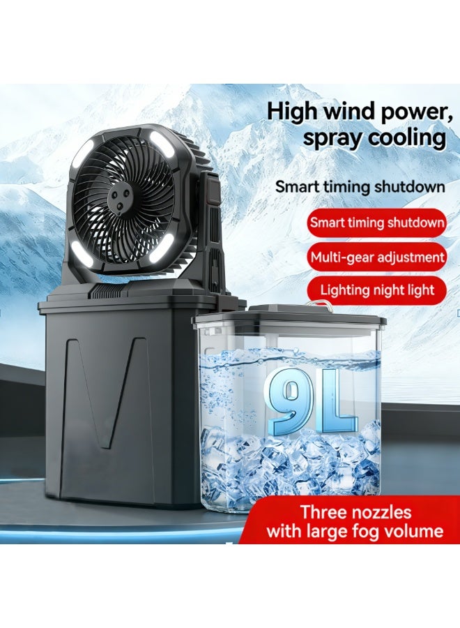 CRONY F913 Rechargeable Spray Bucket Fan - 20000mAh Battery Portable Mist Fan with RGB Lights, 3-Speed Adjustment, USB Output for Outdoor Camping, Travel, Emergency, and Home Use - Image 1