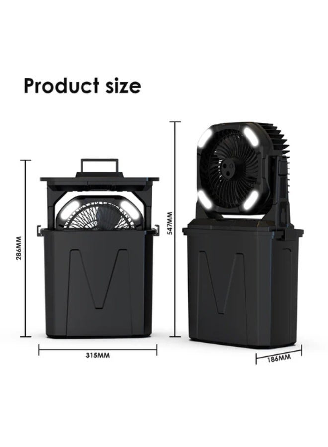 CRONY F913 Rechargeable Spray Bucket Fan - 20000mAh Battery Portable Mist Fan with RGB Lights, 3-Speed Adjustment, USB Output for Outdoor Camping, Travel, Emergency, and Home Use - Image 2