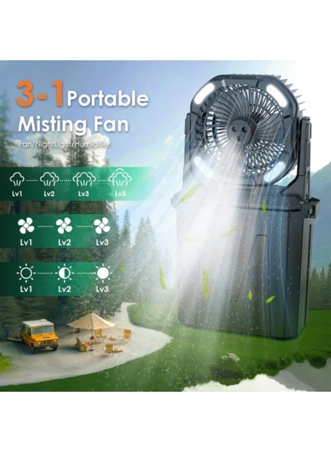 CRONY F913 Rechargeable Spray Bucket Fan - 20000mAh Battery Portable Mist Fan with RGB Lights, 3-Speed Adjustment, USB Output for Outdoor Camping, Travel, Emergency, and Home Use - Image 5