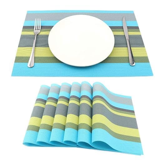 DANSR DANSR Table Placemats Heat Resistant Place Mats for Kitchen Table Non Slip Plastic Placemats Anti Oil Placemat Dining Tables Mats Bar Mat Waterproof Easy to Clean Multi Set of 6  - Image 2