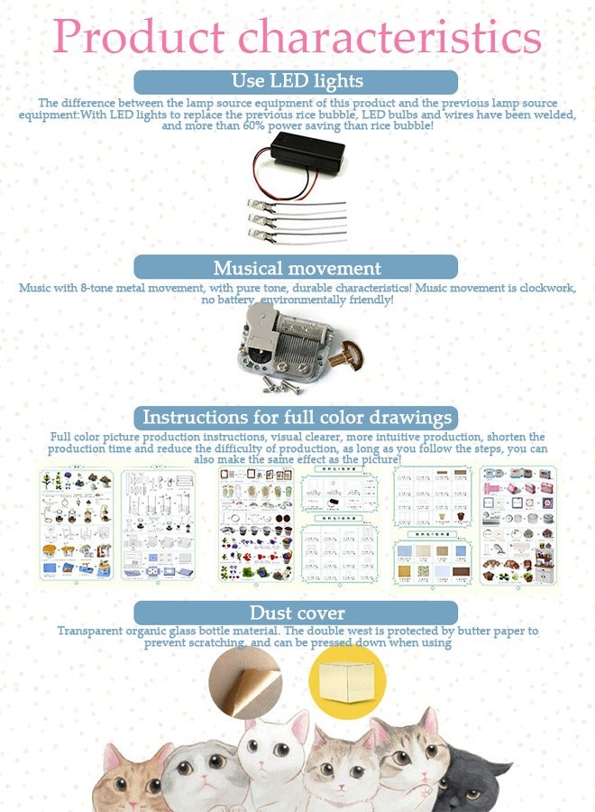 DUNISO طقم منزل دمى مصغر DIY مع أثاث، لعبة غرفة صغيرة متعددة الوظائف محمولة، منزل دمى إبداعي، ألعاب حرف يدوية، نموذج غرفة حديث، مع ملحقات إضاءة LED، مناسب للأطفال من عمر 6-12 - Image 5