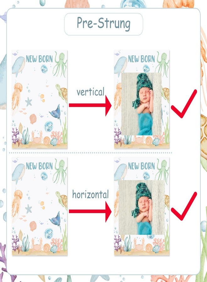 Fangleland Under The Sea 1st Birthday Photo Banner Decorations for 1 Year Old Boys Girls, Ocean Animal Photo Banner From Newborn to 12 Months Monthly Milestone First Birthday Party Supplies - Image 5
