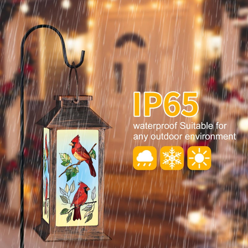 Pawatee Solar Lanterns with Cardinal Theme Outdoor Waterproof Decorative Lights for Garden Birthday Gifts for Women, Mom, and Grandma Solar LED Hanging Lights for Yard, Patio, Lawn, and Porch(Limb) - Image 5