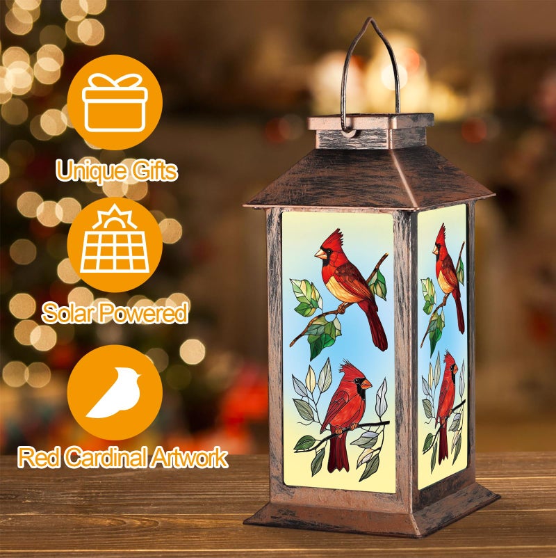 Pawatee Solar Lanterns with Cardinal Theme Outdoor Waterproof Decorative Lights for Garden Birthday Gifts for Women, Mom, and Grandma Solar LED Hanging Lights for Yard, Patio, Lawn, and Porch(Limb) - Image 4