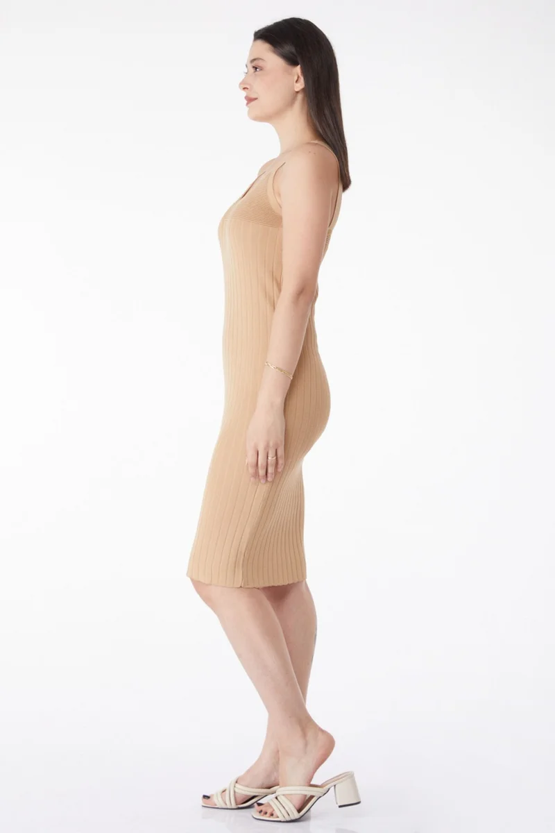 Tofisa Plain Mid Women's Mink Summer Knit Dress - 25215