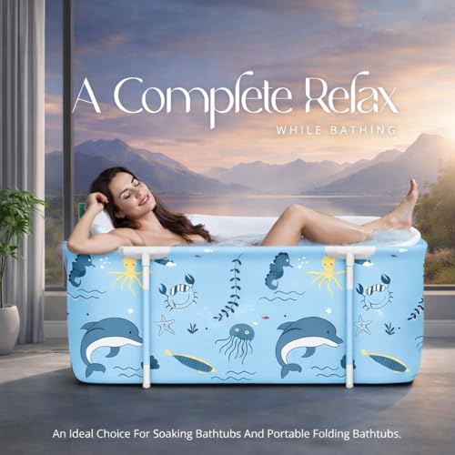 Valajogi Bath tub for adult for bathroom Tub for Home SPA, Maintains Hot & Cold Temperature, Thickened Layer for Hot and ice bath tub for adults, Family Size portable bathtub for adults (Fish) - Image 3