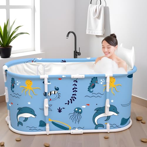 Valajogi Bath tub for adult for bathroom Tub for Home SPA, Maintains Hot & Cold Temperature, Thickened Layer for Hot and ice bath tub for adults, Family Size portable bathtub for adults (Fish) - Image 4