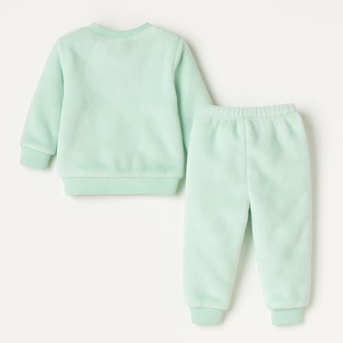 Bold N Elegant Bicolor Cartoon Winter Warm Fleece Kid's Sweatshirt Tshirt and Pajami Pyjama Clothing Set for Boys Girls (Sea Green, 4-5 Years) - Image 4