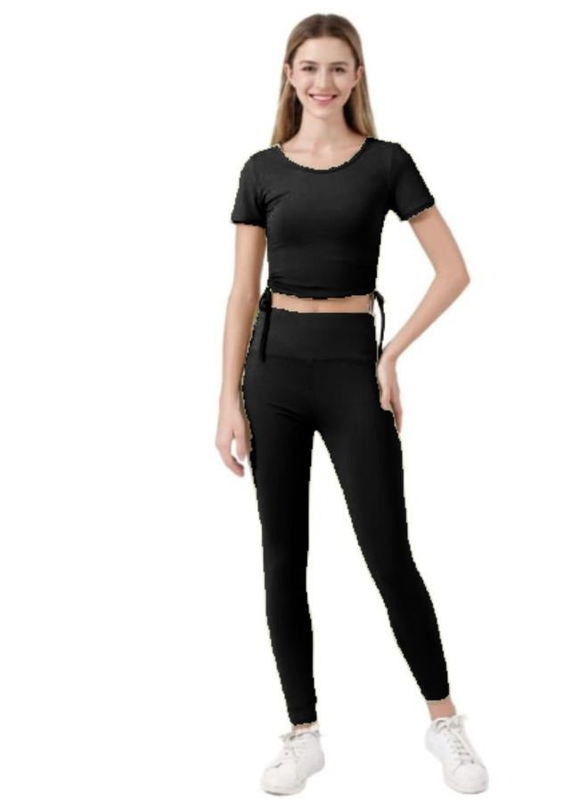 مجموعة ملابس اليوغا الصيف أزياء غرامة سلس اللياقة البدنية الرياضية مجموعة قطعتين T-147