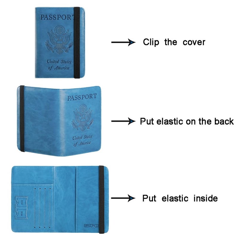 PASCACOO Passport Holder Cover Wallet Travel Essentials RFID Blocking Leather Card Case International Must Haves Travel Accessories for Women Men(101#Blue) - Image 5