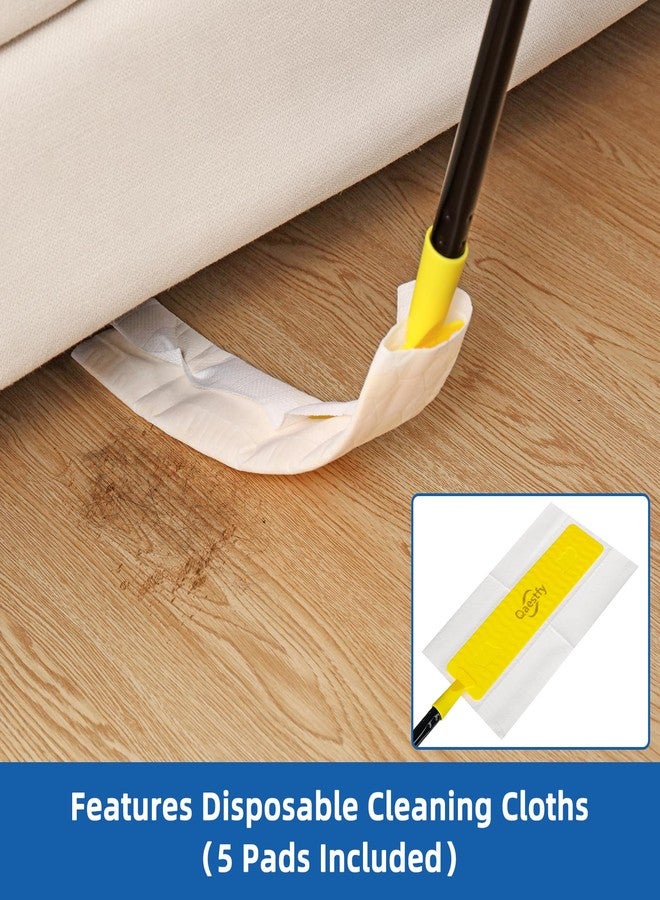 Qaestfy Under Appliance Cleaning Tool with Long Handle, 2 Reusable Microfiber Pads, 5 Disposable Dusting Cloths, Retractable Flat Gap Duster (30-63”) for Behind Fridge, Washer, Bed, Furniture - Image 2