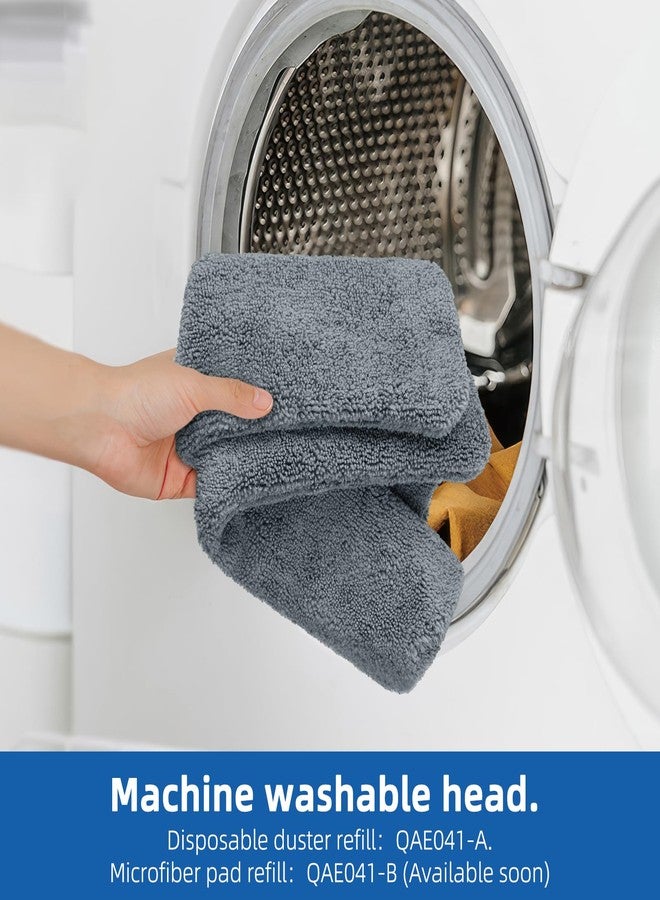 Qaestfy Under Appliance Cleaning Tool with Long Handle, 2 Reusable Microfiber Pads, 5 Disposable Dusting Cloths, Retractable Flat Gap Duster (30-63”) for Behind Fridge, Washer, Bed, Furniture - Image 5