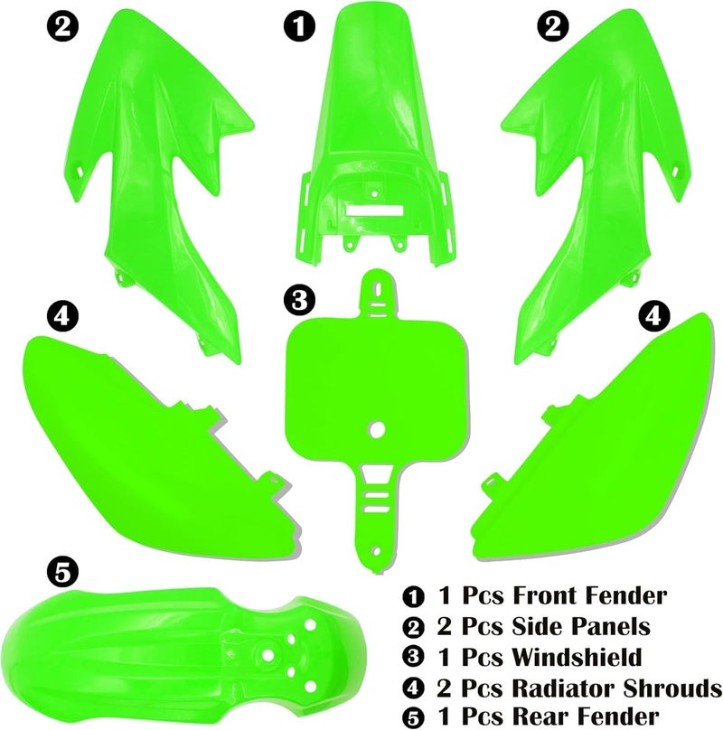 necaces Plastic Fender Fairing Kit Set,Plastic Body Fender Kit for XR50 CRF50 Chinese Mini Dirt Bikes(Green) - Image 2