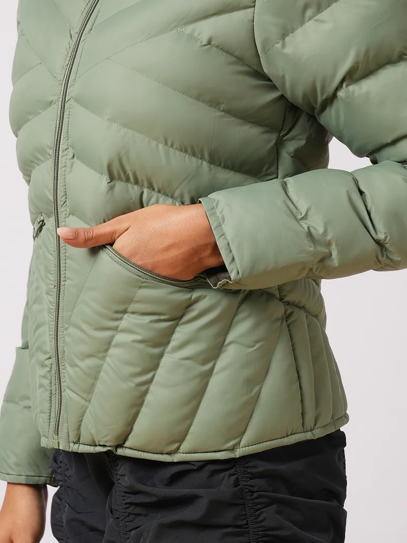 globus Globus Women Hooded Solid Casual Puffer Reversible Jacket
