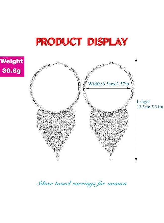 EARENT Silver Rhinestone Tassel Earrings Sparkly Chandelier Fringe Earring New Year Eve Crystal Earrings Jewelry For Women - Image 4