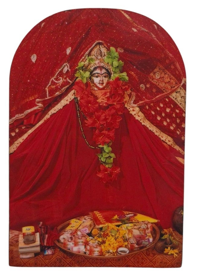 Vils Bangladesh Shakti Peeth Goddess Shree Aparna Devi, Arpana Devi Divine Holy Blessing Wood & Plastic Photo Frame Cutout with Back Stand for Pooja/Gift (4 inch X 6 inch) - Image 1
