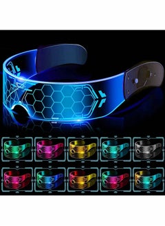 LED Light Up Glasses, Cyberpunk Luminous Visor Glasses, Unique 7 Colors Rechargeable Futuristic Style Party Glasses Cool Neon Funny Shine Goggles for Cosplay
