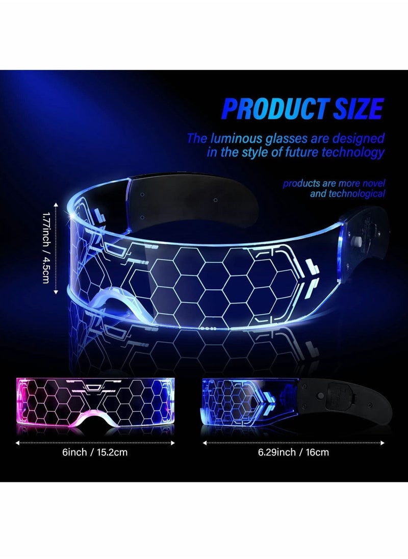 Excefore - LED Light Up Glasses, Cyberpunk Luminous Visor Glasses, Unique 7 Colors Rechargeable Futuristic Style Party Glasses Cool Neon Funny Shine Goggles for Cosplay - Image 1