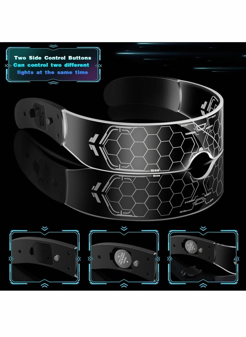 Excefore - LED Light Up Glasses, Cyberpunk Luminous Visor Glasses, Unique 7 Colors Rechargeable Futuristic Style Party Glasses Cool Neon Funny Shine Goggles for Cosplay - Image 1