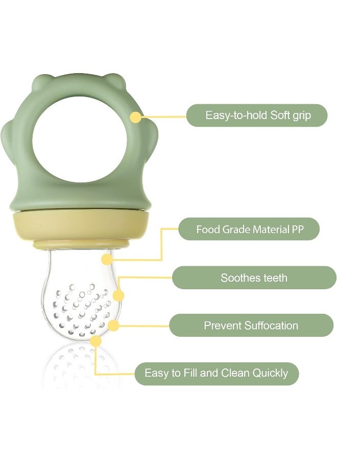 Lictin Lictin Baby Food Feeder, Fresh Silicone Bottle Squeeze Spoon 2Pcs, 6 Different Sized Silicone Teething Pacifiers Baby Feeding Tableware Sets (11 Pcs)  - Image 4